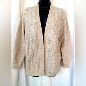 Croft & Barrows Women's Sz PM Cable Knit Casual Oatmeal Cardigan Sweater